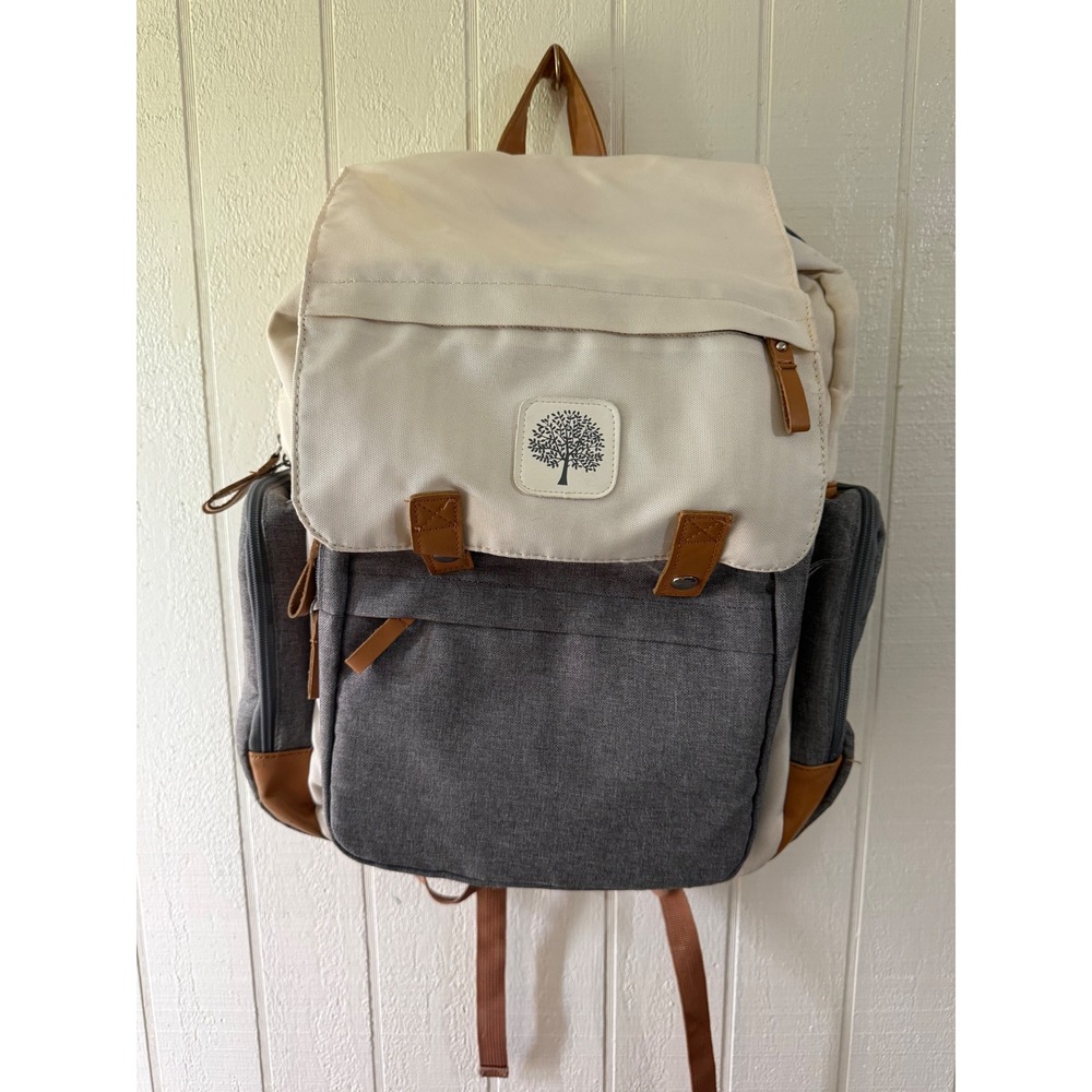 Parker Baby Co Birch Bag Diaper Backpack Cream Grey Tan Insulated Pockets